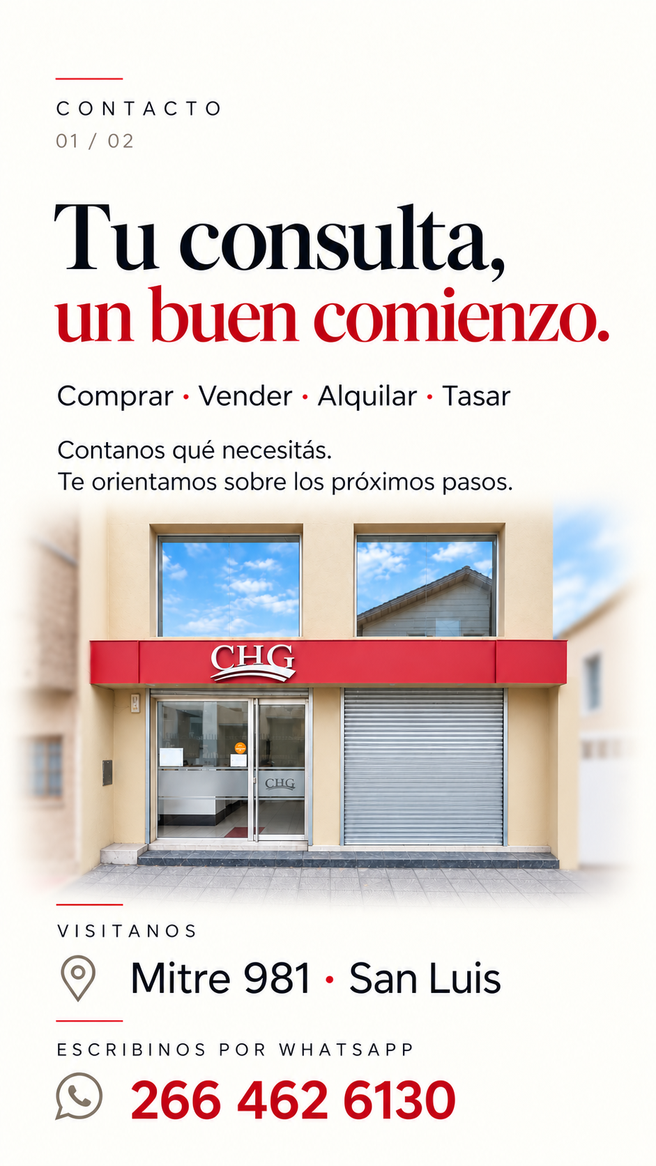 Fachada de CHG Inmobiliaria en Mitre 981, San Luis